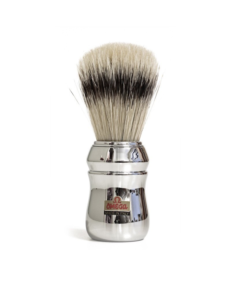 Pennello da barba Omega 48 setola 13,3 cm manico in ABS Silver professionale