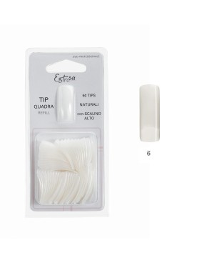 REFILL N.6 - TIPS COLORE NATURALE CON SCALINO A FORMA QUADRA Pz.50 - Estrosa