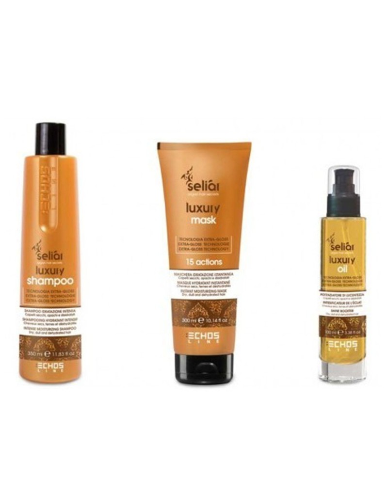 Kit Seliar Luxury Shampoo 350 ml + Maschera 300 ml + Olio 100 ml per capelli secchi e opachi