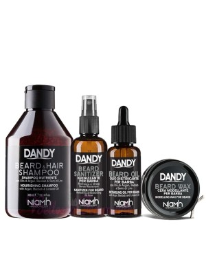 KIT BARBA PROFESSIONALE NIAMH DANDY SHAMPOO 300ML + IGIENIZZANTE 100ML + OLIO 70ML + CERA 50ML