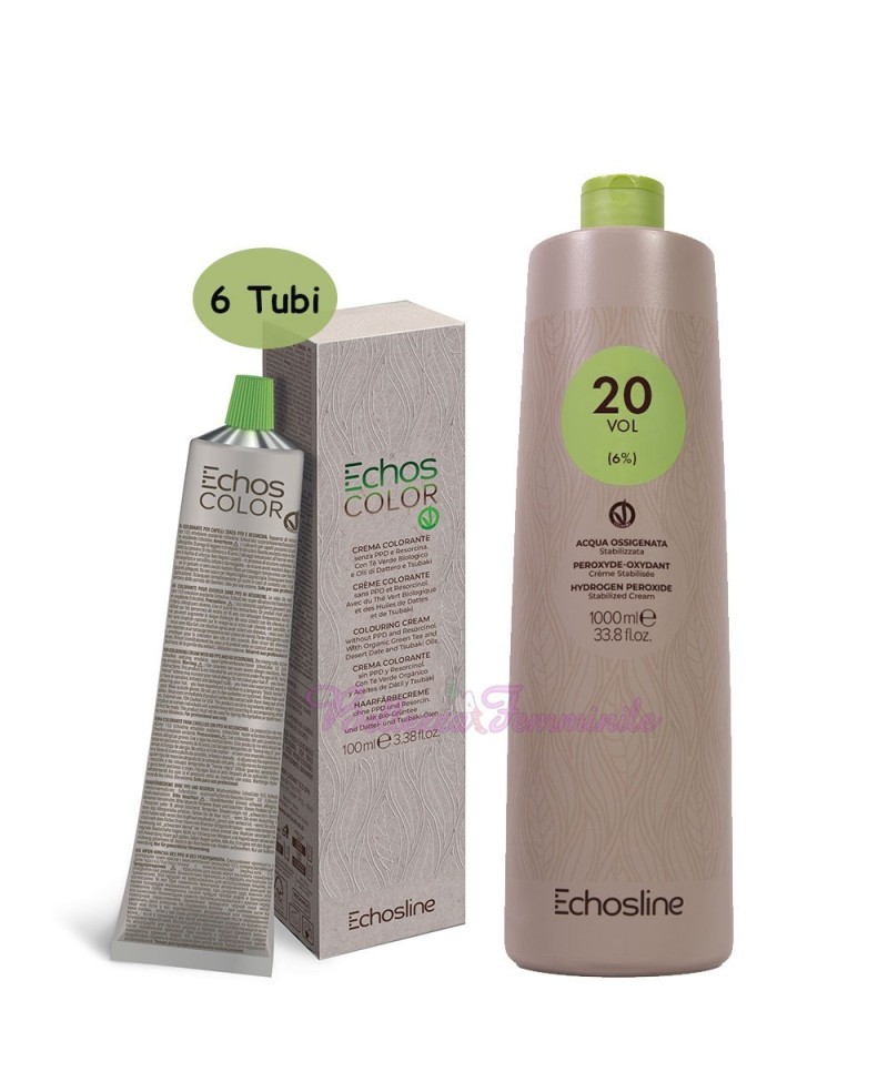 Kit colore capelli: 6x tubetto tinta 100ml + Ossigeno 1000ml Echosline