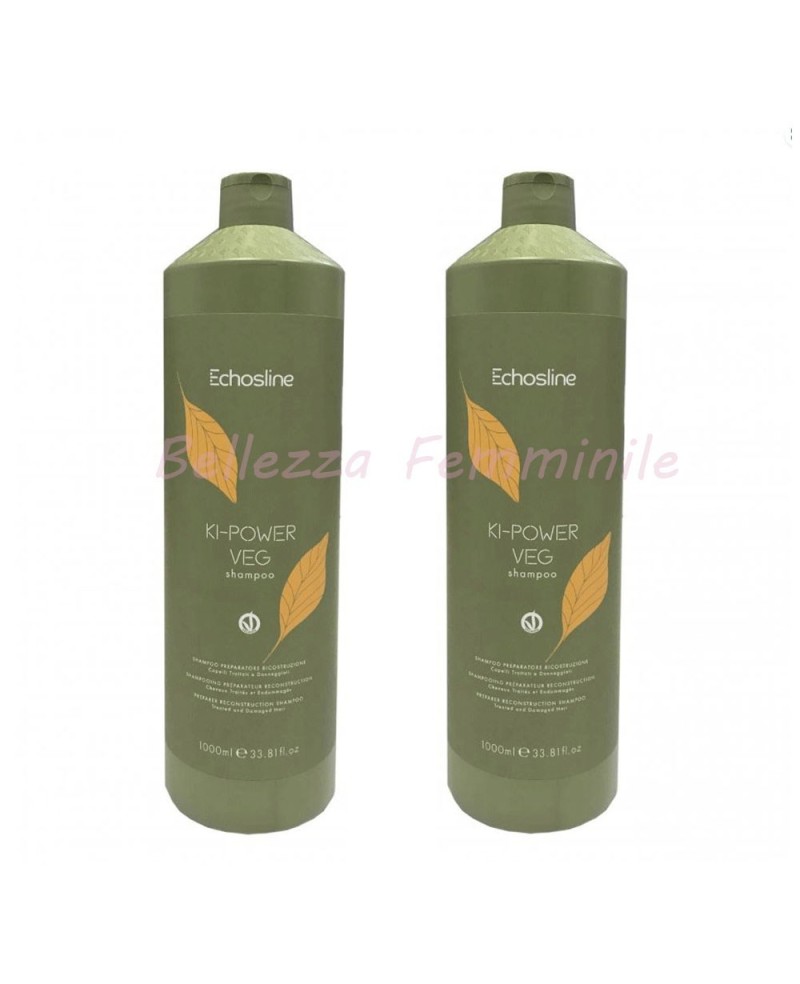 Ki-Power veg hair shampoo 2 pieces of 1000 ml each Echosline.