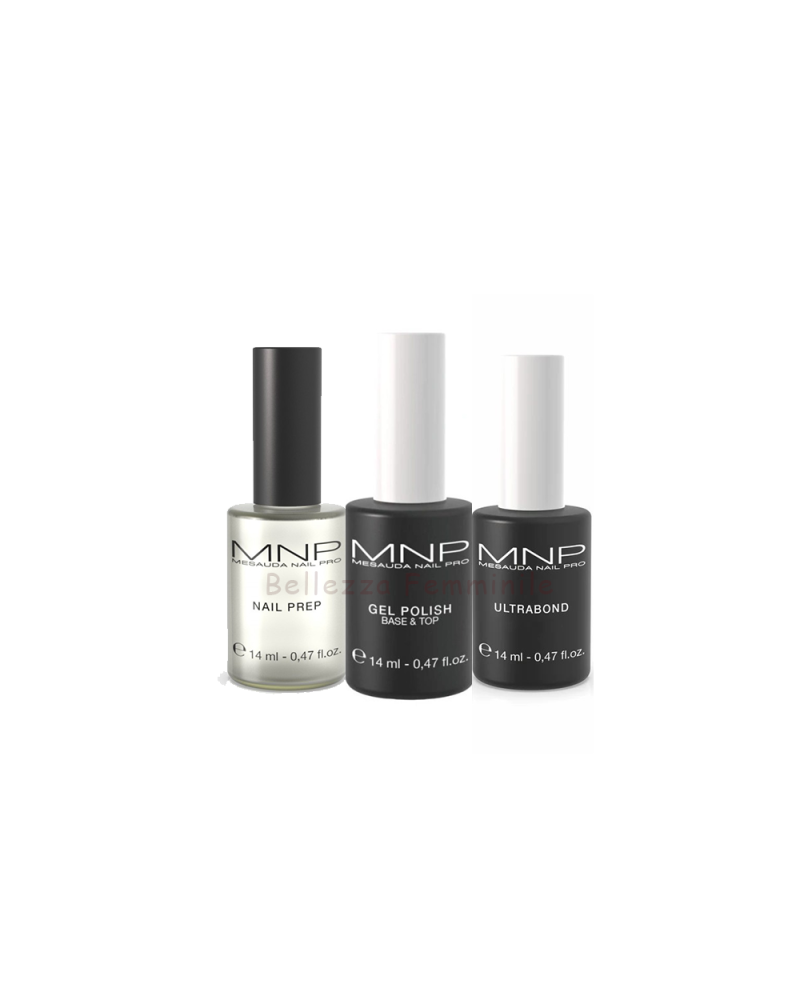 Kit semipermanente unghie - Nail prep 14ml + Ultrabond 14ml + Gel Polish Base&Top 14ml MNP Mesauda Milano