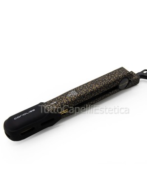 Professional Hair Straightener Gold Leopard C-Style Soft Touch Corioliss + Free Heat Protection Spray