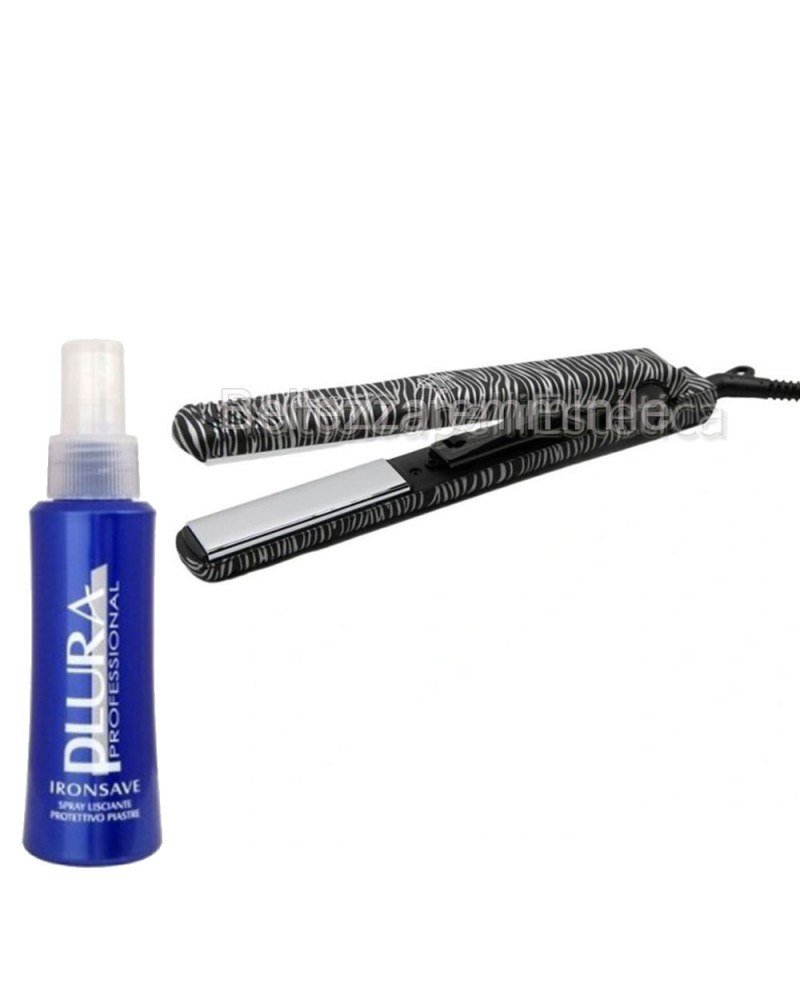 Straight-Curly Hair Straightener - Perfect Waves CORIOLISS C-STYLE SILVER ZEBRA + Free Heat Protection Spray