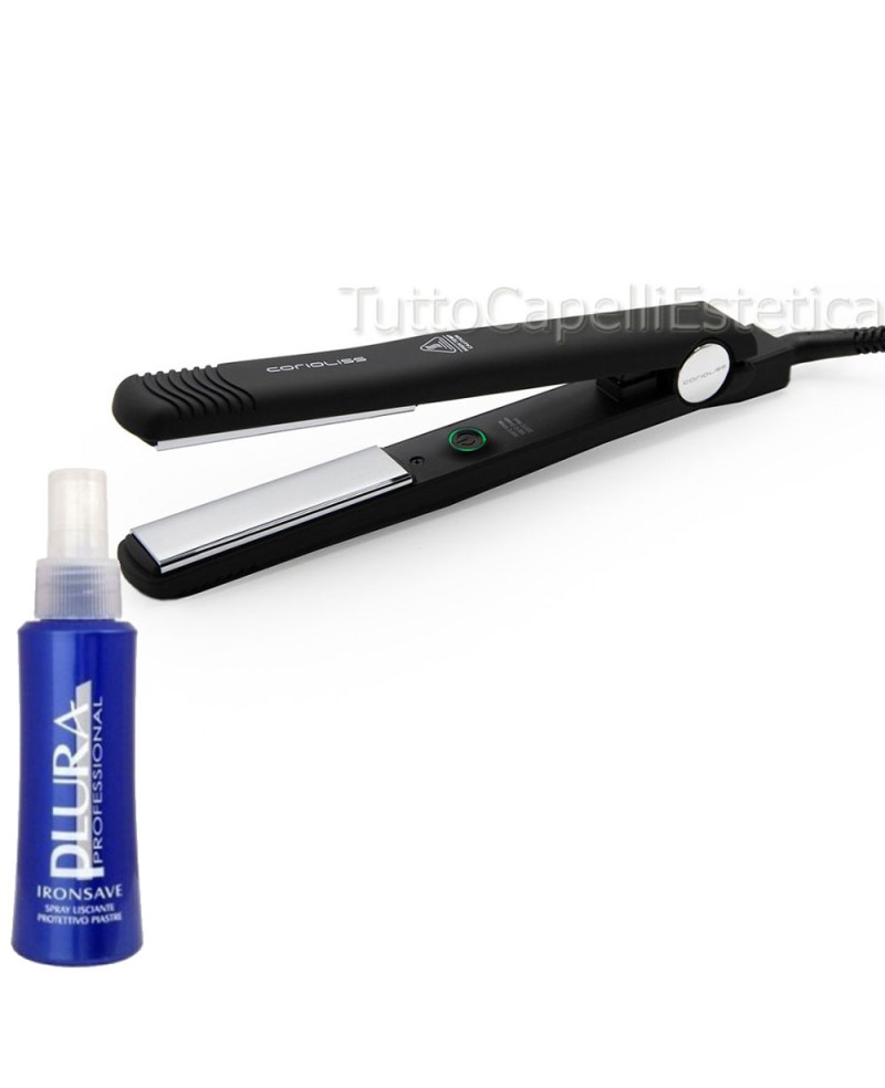 Professional Hair Straightener Black C-Style Soft Touch Corioliss + Free Thermo-Protective Spray