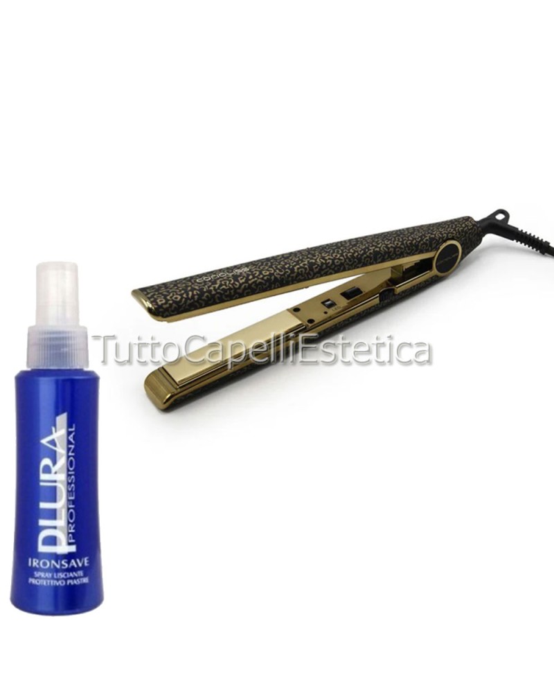 Professional Hair Straightener C1 Gold Leopard Corioliss + Free Thermo-Protective Spray