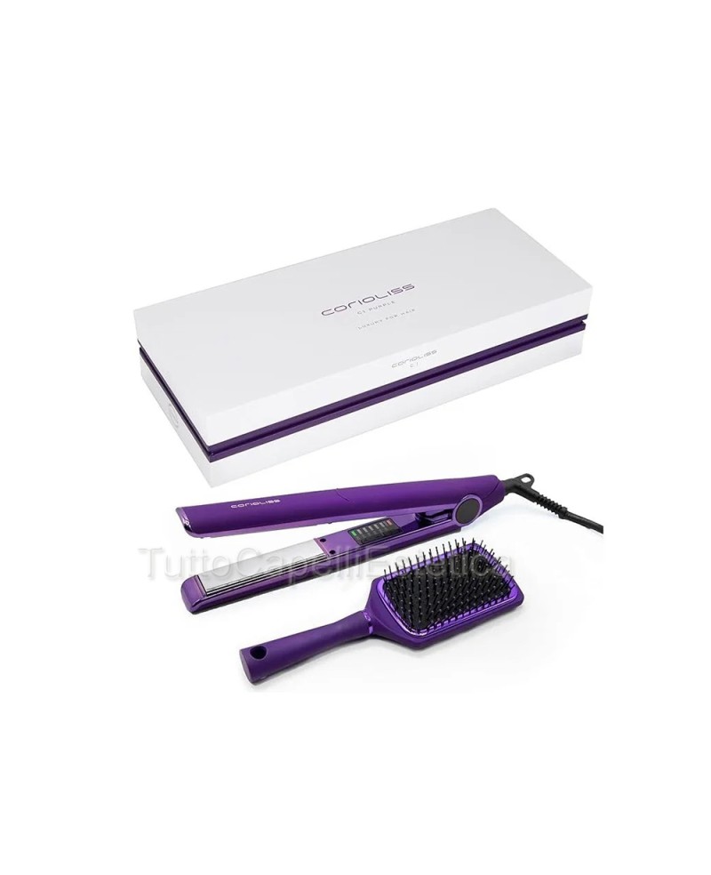 Kit Piastra Capelli + Spazzola Capelli C1 Chrome Corioliss Viola