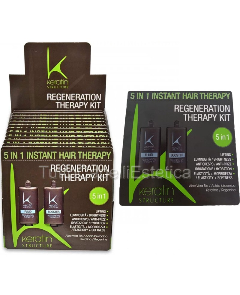 Trattamento Ricostruttore Capelli con Acido Ialuronico - 5 in 1 - In Bustine da 10ml+10ml Keratin Structure