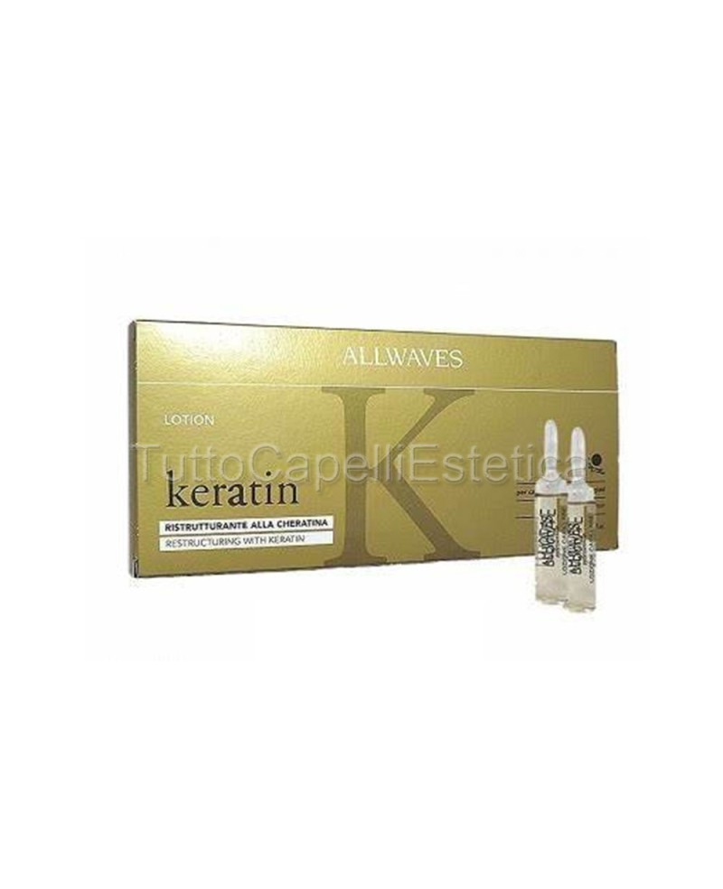 Fiale per Capelli Allwaves Lotion Keratin Ristrutturante alla Cheratina Capelli Lisci-Ricci Secchi e Danneggiati 12 Fiale
