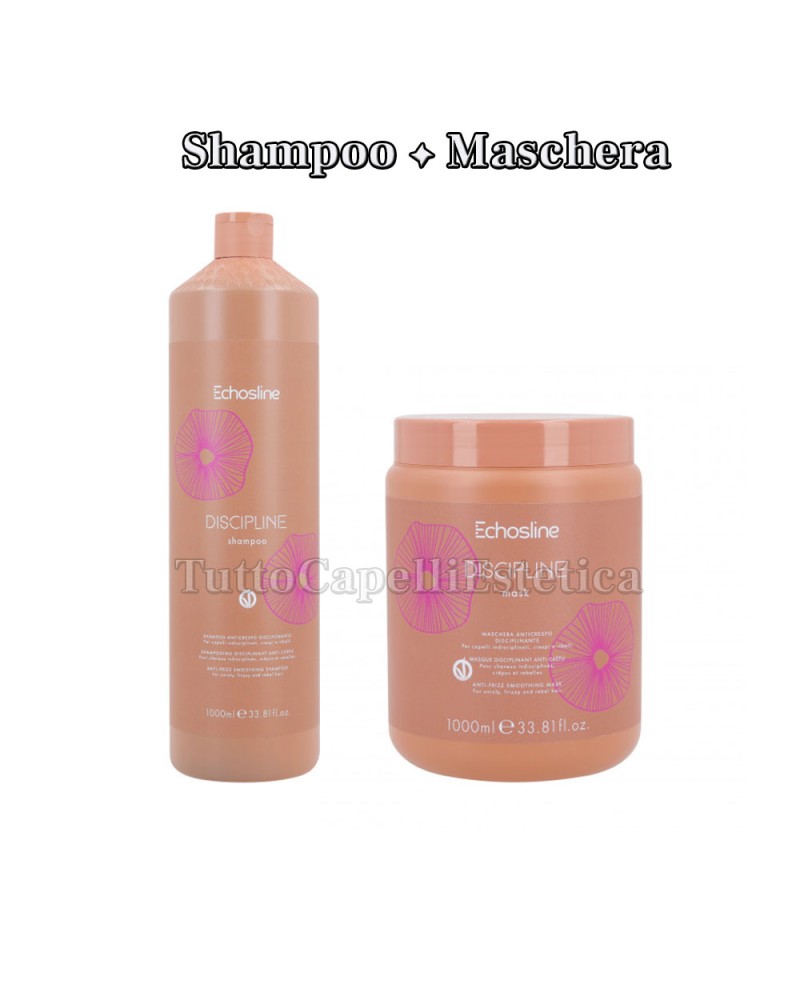 Kit Shampoo e Maschera Capelli Professionale Discipline Anti-Crespo 1000ml Echosline