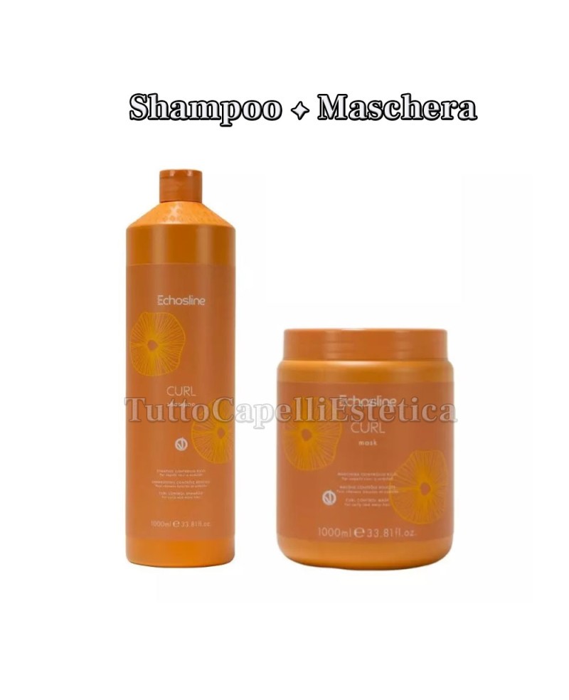 KIT Shampoo e Maschera Capelli Curl Controllo Ricci Professionale Echosline 1000ml