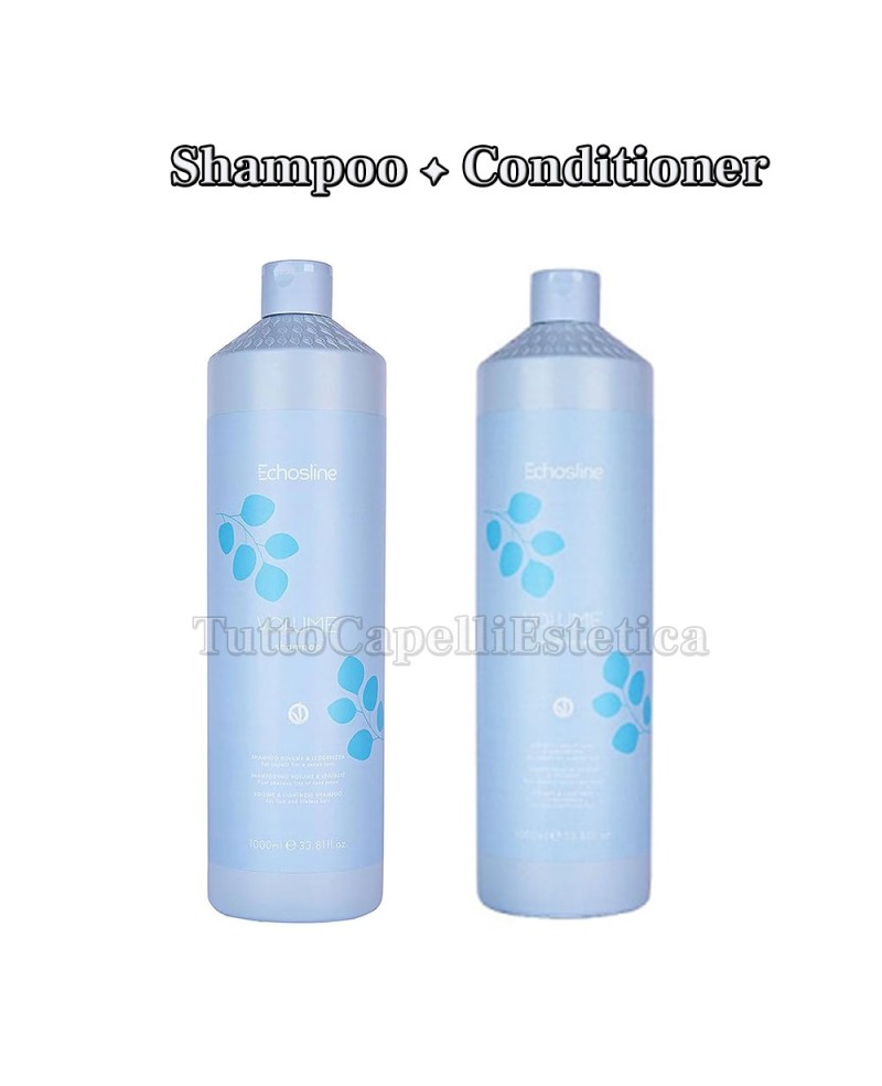 KIT Shampoo e Maschera Volume Capelli Fini e senza tono - 1000 ml - Echosline Vegan
