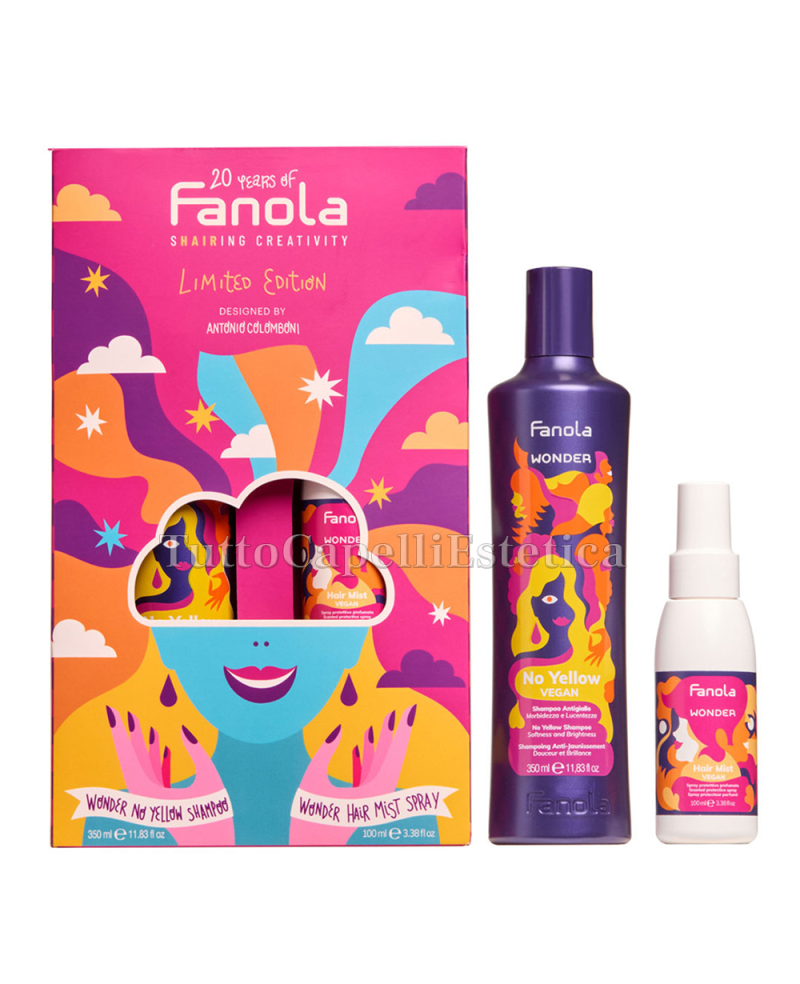 Shampoo Antigiallo + Spray Protettivo colore Profumato Professionali Fanola Kit Limited Edition
