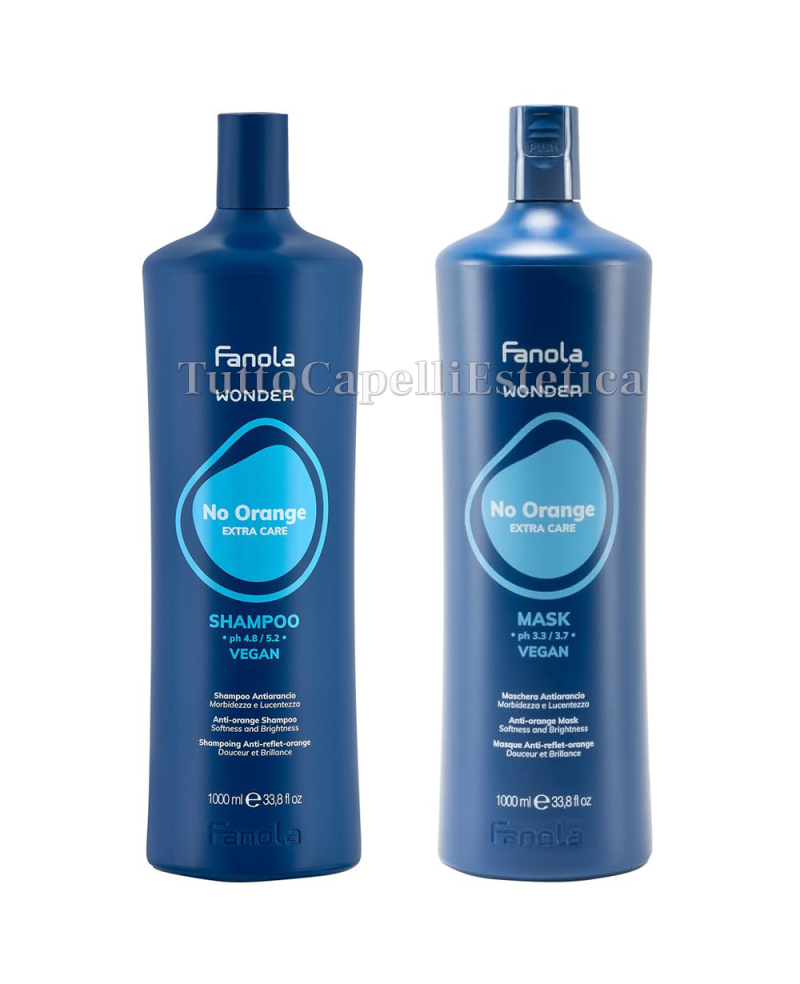 Professional Anti-Orange Shampoo and Hair Mask 1000ml NO ORANGE VEGAN FANOLA WONDER KIT