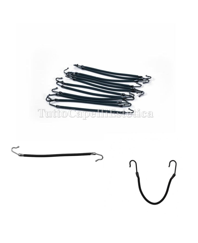 Hair Elastic With Silicone Hook - pack of 12 - Black Star - black color