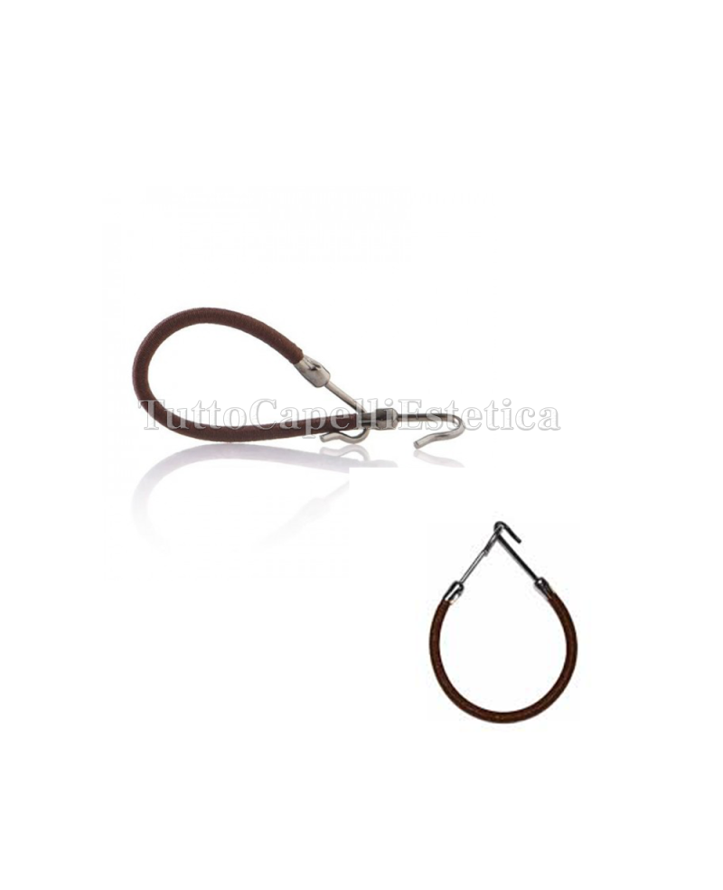 Hair Elastic With Silicone Hook - pack of 12 - Black Star - brown color