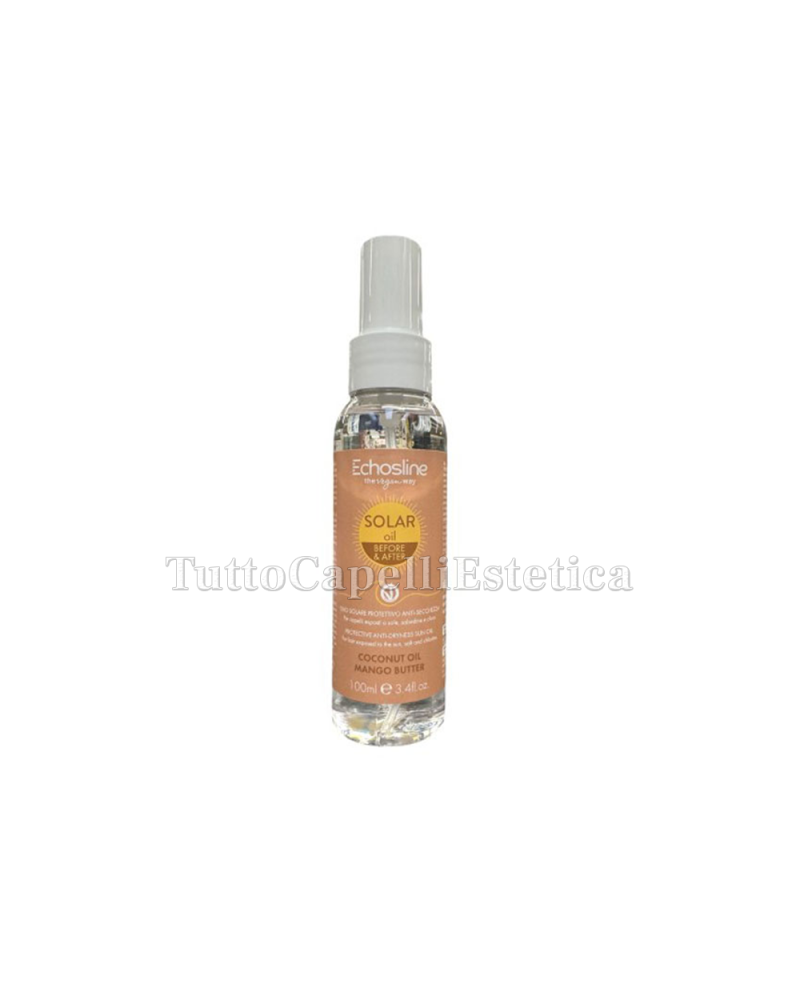 Olio Solare Capelli Protettivo Professionale - Anti Secchezza - Echosline Vegan 100ml