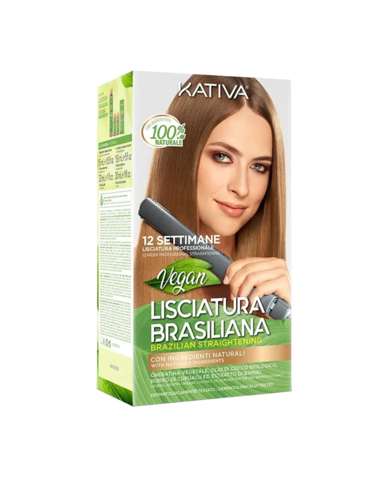 Trattamento di Lisciatura Brasiliana per Capelli Kativa Vegana 12 Settimane Lisciatura Professionale