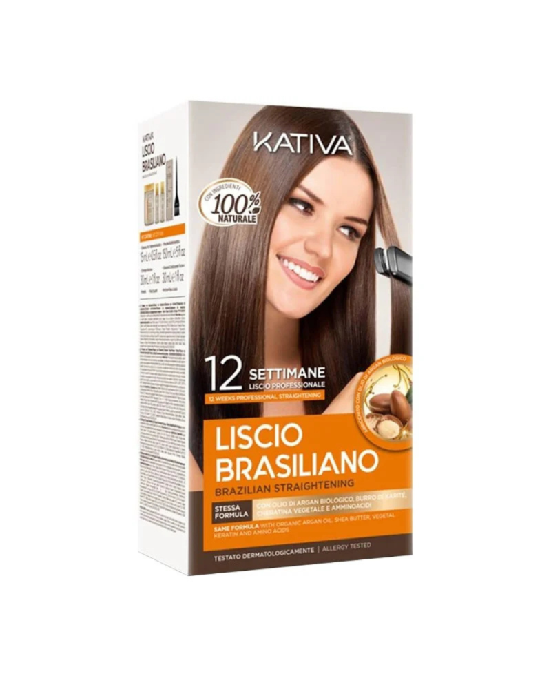 Trattamento Lisciante Brasiliano per Capelli con Acido Ialuronico Kativa 12 Settimane Liscio Professionale
