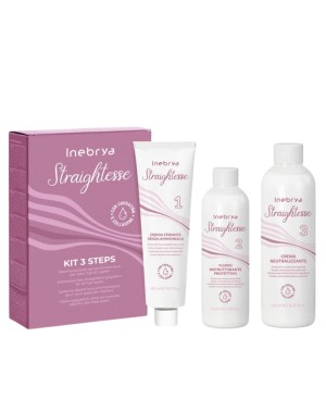 Kit Crema Stirante Professionale per Capelli Naturali e Colorati Inebrya Straightesse con Cheratina e Collagene