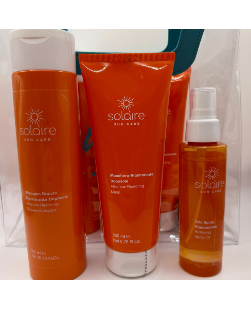 KIT SOLARE SHAMPOO DOCCIA - MASCHERA - OLIO SOLAIRE SUN CARE + BORSETTA IN OMAGGIO