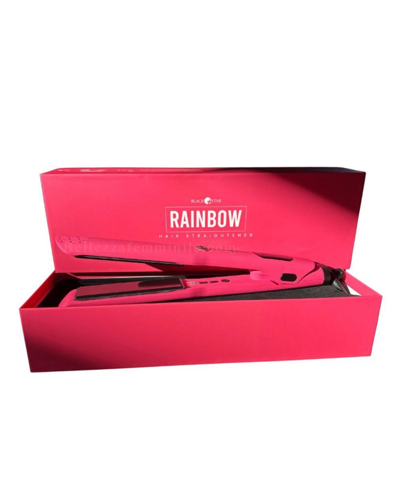 Piastra Capelli professionale in  Ceramica Lisci - Ricci - Mossi perfetti Rainbow Black Star Fucsia taglia L